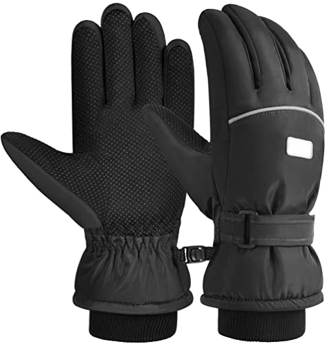OOPOR Kinder Winter Warme Wasserdicht Skihandschuhe - Anti-Rutsch Skating Handschuhe Thermal Winterhandschuhe Verdickt Schneehandschuhe Outdoor Sport Winddicht Handschuhe für Fahrrad Junge Mädche