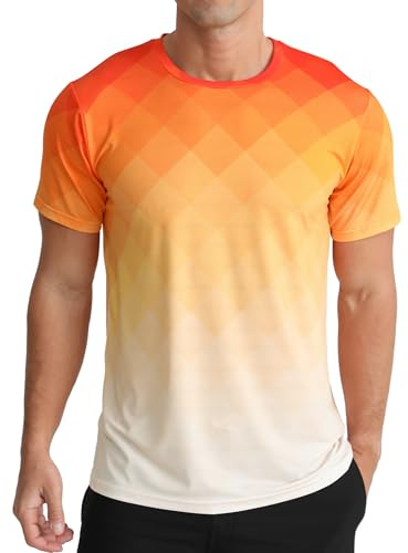 APTRO Herren T Shirt Sport Tshirts Trainingsshirt Funktionsshirt Schnelltrocknend Laufshirt Gym Shirt Farbverlauf Orange XL