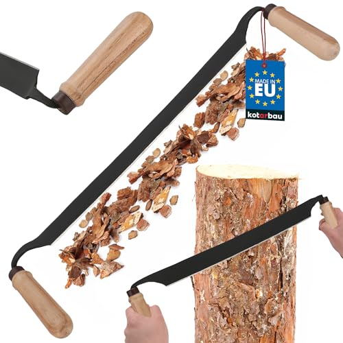 KOTARBAU® Zugmesser - 380 mm - Geschmiedet - Ziehmesser für Holz - Werkzeug für Holzbearbeitung - mit ergonomischen Holzgriffen - Schäleisen - Stahl