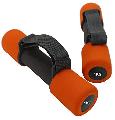 VLFit Langlebig weich Hantel Set mit verstellbaren Griffen - Verschiedene Gewicht Ausführungen (Set mit 2/ Ein Paar) (ORANGE & GRAU - 2 x 1 kg)