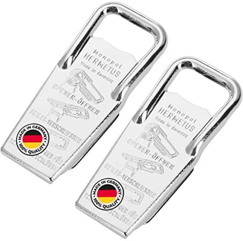 Westmark 2x Flaschenöffner- und verschließer/Kapselheber/Schraubverschlussöffner, 3-in-1, Stahl/Gummi, Hermetus, Silber/Rot, 618322E3