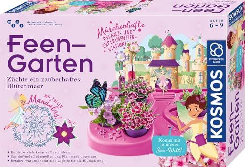 KOSMOS Feen-Garten, Züchte EIN Zauberhaftes duftendes Blütenmeer | Pflanz- und Experimentierstation inkl.2 Sorten Saatgut, Experimentierkasten für Kinder ab 6 Jahre