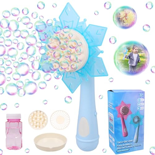 Seifenblasenmaschine für Kinder, Automatische Bubble Maschine mit Seifenblasenflüssigkeit, Seifenblasenstab Mädchen Junge für Indoor Outdoor Geburtstag Party Hochzeit Sommerspielzeug (D)