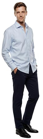 Marvelis Herren Businesshemd Langarm Non-Iron-Comfort-Fit,Chambray,New Kent