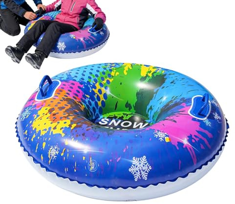 Aufblasbarer Schneereifen Für Erwachsene, 95 cm Aufblasbarer Schneeschlitten Mit Handgriff PVC Portable Kältebeständiger Schlitten Für Erwachsene Kinder Familien Paare Outdoor Skigebiet