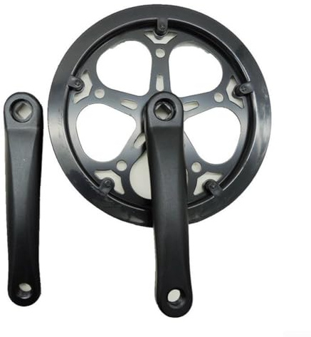 Klapprad-Kurbelgarnitur, 52T Fahrrad-Kettenrad, 170 mm, Vierkantlochkurbel mit Schutzscheibe für Klapprad, Fixed-Gear Fahrrad, Schwarz