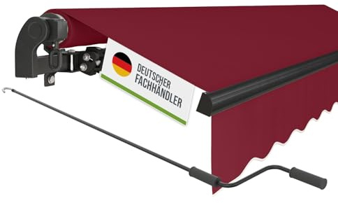 empasa manuelle Gelenkarmmarkise Markise Start Sonnenmarkise Sonnenschutz Alu/Polyester komplett vormontiert, in verschiedenen Größen und Farben, Farbe:weinrot, Größe:250 x 200