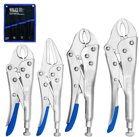 CCLIFE 4tlg Universal Gripzangen Set mit Ovale Maulform 125mm 180mm 250mm & Langbeck Gripzange 150mm Schweißen