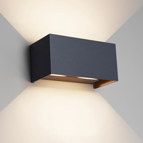 Klighten 24W Außenlampe Außenwandleuchte,4000K Naturweiß,Anthrazit | LED Außenleuchte Innen/Außen,IP65,Aussenlampe Up Down Licht,einstellbarer Abstrahlwinkel