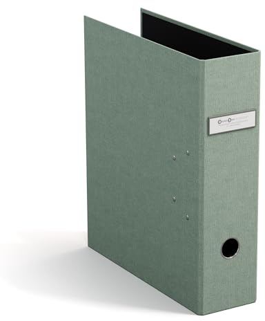 BIGSO ARCHIE Ordner mit 2 Ringen und Hebelmechanik – Ringordner aus Faserplatte und Papier mit Leinenoptik – Ringbuch A4 zum Abheften von losem Papier – mintgrün