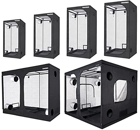 TRAFIKA Growzelt für Indoor-Anbau 60x60x160CM / Grow Tent/Grow Box/GROWBOX/Grow Schrank/GROWSCHRANK/Indoor Anbauschrank/Hydroponischer Grow Schrank/Mylar Premium 97% Reflexionsvermögen