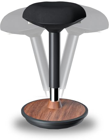 ERGO COLLECT Stehhocker mit Wippfunktion – Ergonomischer Schreibtischhocker höhenverstellbar (59-84 cm) & rutschfeste Basis, Dreh-Stehstuhl für Büro, Unterricht, Zuhause (dunkel Nussbaum)