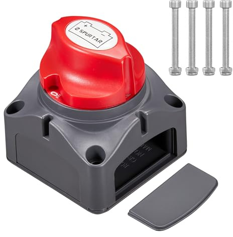 Spurtar Batterie Trennschalter 12V 24V 48V 275A Ein-Aus Batterietrennschalter Hauptschalter mit M10 Anschlüsse für Auto Boot Wohnmobil Caravan Solar Systeme