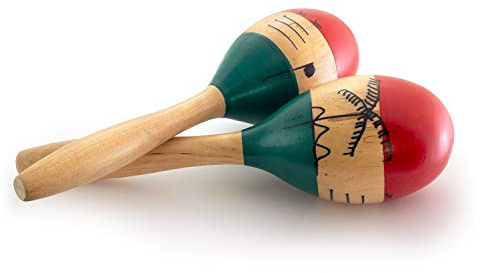 World Rhythm MAR56-NT Naturholz Maracas, handbemalt - Full Size Paar