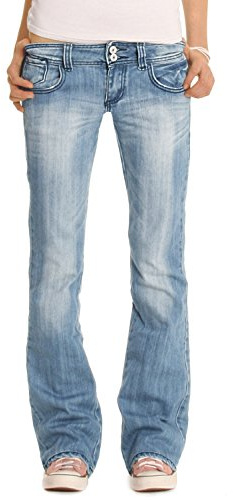 Bootcut Jeans Hose - hüftige Jeans in lockerer Loose Fit Passform - Damen - j06x