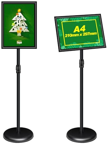 Mutualsign Infoständer A4 Aluminium Plakatständer Höhenverstellbar Posterständer Informationsständer Präsentationsständer Werbeständer. (Schwarz)