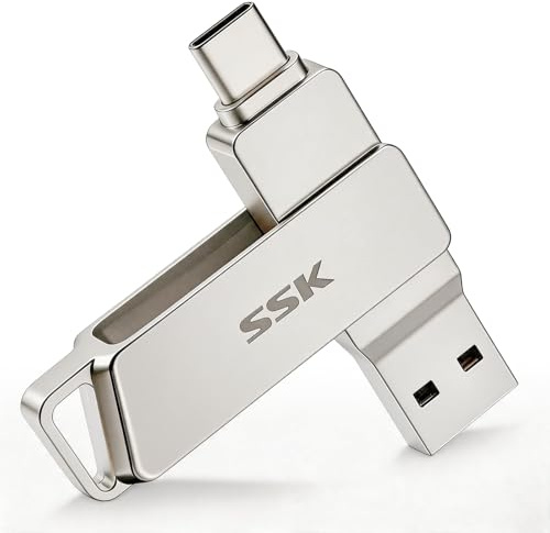 SSK USB C Stick 128GB Speicher bis zu 200 MB/s Dual-Laufwerk Typ C + USB 3.2 Jump Flash Drive-Speicherstick Kompatibel mit Thunderbolt 3 für Android Phone, MacBook/Pro/Air und mehr