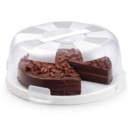 Snips , Kuchenbehälter Delice, Dekorierte Innenplatte, Kuchen Transportbox, 4 Sicherheitsverschlüssen, 28 cm x Höhe 9 cm, Made In Italy