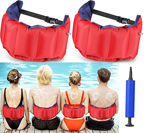 2 Stück Schwimmgürtel, Aufblasbarer Schwimm Trainingsgürtel Verstellbar Schwimmhilfe für Kinder und Erwachsene, Wassersport Schwimmtraining Hilfsschwimmen