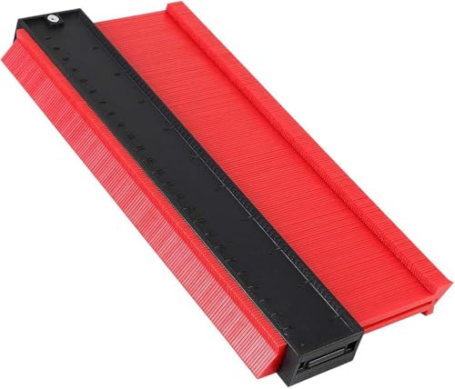 flintronic Konturenlehre, 10+"/25cm Fliesen Laminat Duplikator, Markierungswerkzeug Profil Kopierer mit Skala unregelmäßiges Ideal für Laminat, Fliesen uvm - Rot
