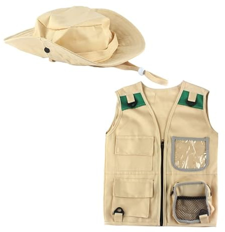zalati Frachtweste mit Hut Explorer Abenteuer Hinterhof Park Safari Zoo Keeper Stil Outdoor Aktivität für Kinder