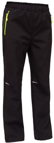 MEILONGER Jungen Mädchen Schneehose Skihose Wanderhose Wasserdicht Softshellhose Outdoorhose Winddicht Warm Snowboardhose Kinder Winter Trekkinghose(Schwarz 146-152)