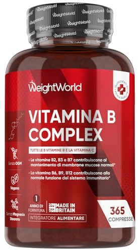 Vitamin B Komplex - 1 Jahr Vorrat - 365 Vitamin B mit Vitamin C Tabletten - Alle 8 B Vitamin B12, B1, B2, B3, B5, B6, B7, B9 - Mit Ascorbinsäure, Biotin, Folsäure - Vegane B Complex - WeightWorld