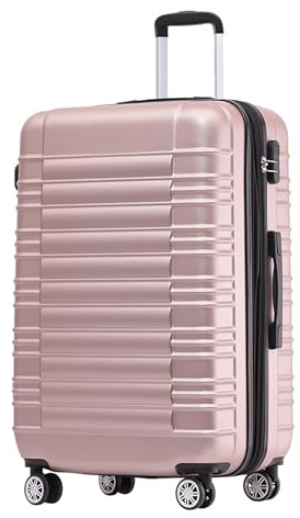 BEIBYE Reisekoffer 2088 Hartschalekoffer Gepäck Koffer Trolley Bordcase Handgepäck M in 14 Farben (Rosagold)