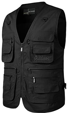 Yukirtiq Herren Anglerweste Outdoor Weste mit Vielen Taschen Schnelltrocknend Sommerweste Funktionsweste Jagdweste Safari Fotografie Hundesport Weste