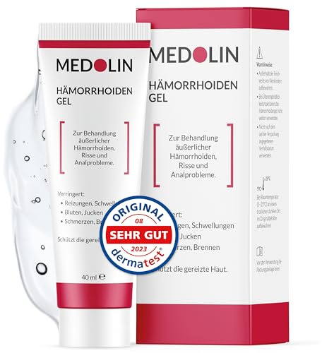 Medolin® Hämorrhoiden Gel - Gegen Schwellungen, Juckreiz, Schmerzen & Blutungen - Hämorrhoiden Salbe bei Krampfadern am Anus - Wissenschaftlich bestätigte Wirkung, 40 ml
