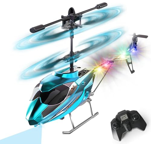 VATOS RC-Hubschrauber für Jungen, 2.4G Ferngesteuerter Hubschrauber mit LED-Licht für Kinder ab 12 Jahren, Feste Höhe, Start mit Einer Taste, RC-Flugzeuge Jungen und Erwachsene