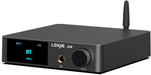 LOXJIE A30 Desktop Stereo HiFi Audio Leistungsverstärker-Kopfhörer-Verstärker,MA12070 Chip Class D Amp von Infineon, ES9023 DAC Chip,USB/Optisch/Koaxial/RCA/Bluetooth 5.0 Eingang (mit Fernbedienung)