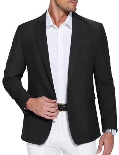 COOFANDY Herren Blazer Sportlich Sakko Freizeit Herrensakko Business Anzugjacken Regular Fit Einfarbig Sportsakko Modern Jackett Hochzeitsanzug Schwarz L