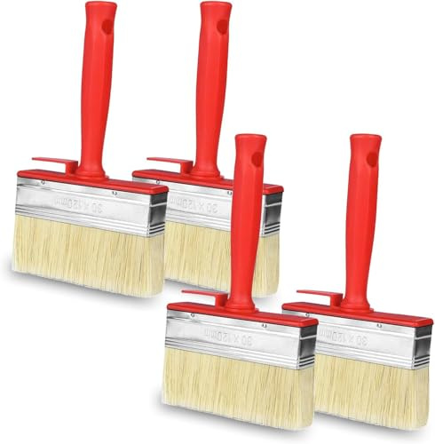 flächenstreicher pinsel,4 Stück Flächenstreicher, 120mmx30mm Lasurpinsel, Wandpinsel, Holzöl Rot, für LöSemittelhaltige Lacke, Lasuren