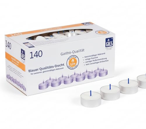 Gies Master-Lights, Ø 48 mm, in Metallhülsen, 140er-Karton weiss