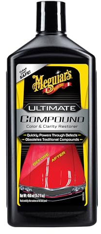 Meguiar's Ultimate Compound Autopolitur - Hochleistungs-Politur für Spiegelglanz und Kratzerentfernung, Klarlacksicher, Für Hand- und Maschinenanwendung, 450ml, G17216EU