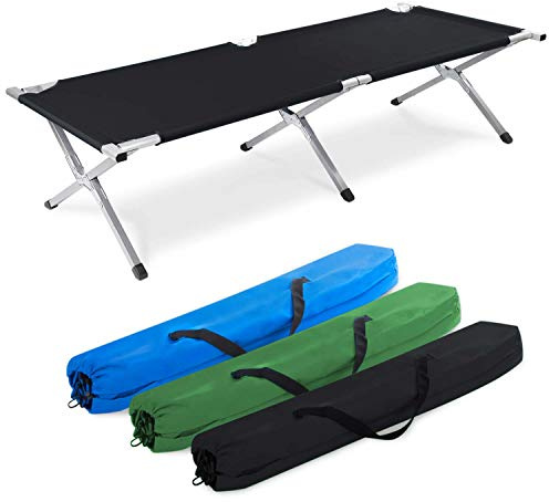 GOODS+GADGETS Faltbares Army Feldbett aus Aluminium - klappbares Campingbett & Gästebett (Schwarz)