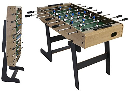 Mendler Tischkicker London, Kicker Kickertisch Tischfussball, klappbar 84x121x105 - Natur
