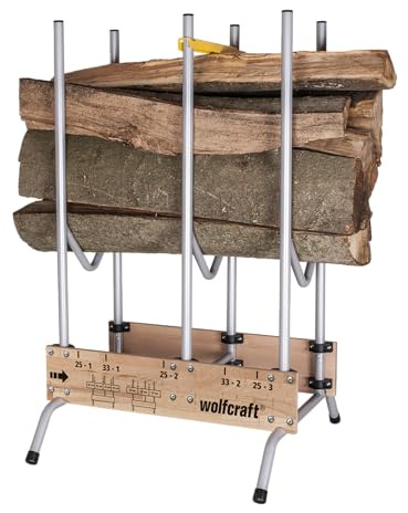 wolfcraft Sägebock - klappbar - Robuster & stabiler Holzbock - schnelles & sicheres Zuschneiden von Brennholz mit der Kettensäge - inkl. Auswurfsicherung/Tragkraft: 150 kg - Made in Europe - 5121000