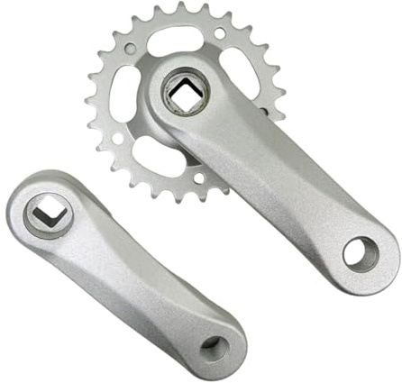 Dickly Kinder Fahrrad Kurbelgarnitur Single Speed Fahrrad Teile Austauschbare Zubehör Outdoor Kurbel Arm Set Kinder Fahrrad Kurbel Set, 25T Grau Silber