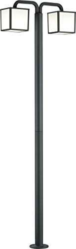 Trio Leuchten LED Aussenstehleuchte 421560242 Cubango, Aluminiumguss, anthrazit, Schirm Acryl weiß, inkl. 2 x E27 5 Watt