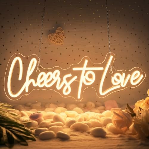 LookLight Cheers to Love Neonschild Warmweißes LED-Leuchtreklame Hochzeit Leuchtreklame USB Acrylic Brief Cheers Leuchtschild für Schlafzimmer Hochzeit Verlobungsfeier Dekoration