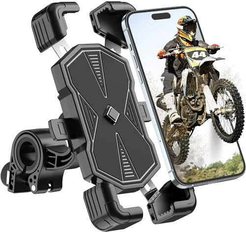 Estralia Handyhalterung Fahrrad, Abnehmbare Handyhalterung Motorrad, 360° Smartphone Fahrrad Halterung Lenker, Fahrradlenker Halterung Motorrad Fahrradhalterung, e-Bike, MTB, für 5.5''-7.0'' Handys