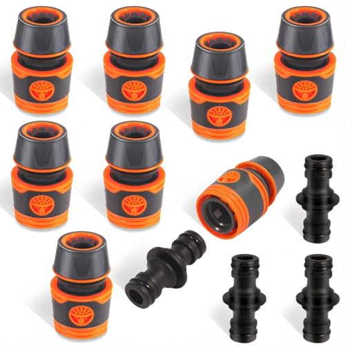 Schlauch Kupplung-Satz,12 Stück 1/2 Zoll 13mm Doppelstecker Gartenschlauch Verlängerung Kupplung Verbindungsteil Plastisch Zwei Wege Verbindungen Extender Flexibles Garten und Haushaltszubeh