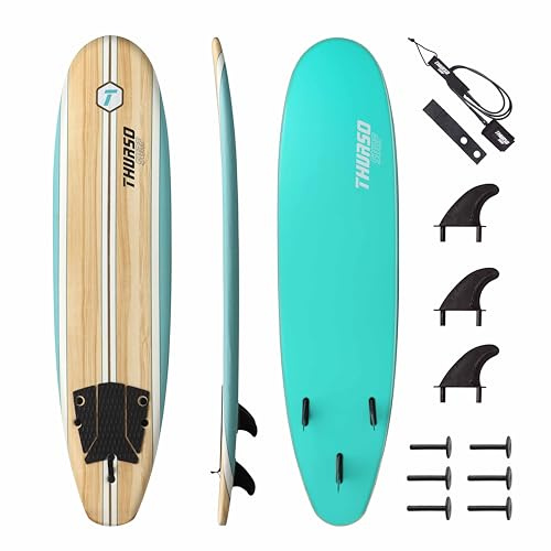 Thurso SURF Aero 2,1 m Soft Top Surfbrett Schaumstoff Surfbrett Paket enthält DREI Flossen doppelte Edelstahl Drehleine EPS Kern IXPE Deck HDPE Glatte Unterseite Eingebauter Rutschfester Deckgriff