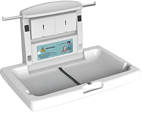 interhasa! Wickelkombi Wandmontierte Wickelkommode, Abnehmbarer Wickeltisch Wickelwagen, Grau Wickeltisch mit Wickelauflage, Sicherheitsgurt