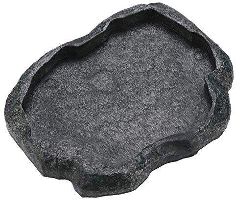Hffheer Wasserschale für Reptilien, Langlebig, Rock Feeder Bowl, Schildkröte, Eidechsenharz, Wasserschüssel, Reptilien, Terrarium, Futterschale (S-grün)