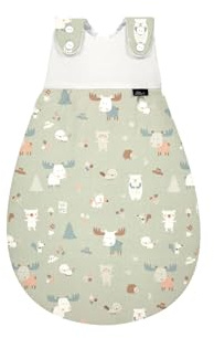 Alvi Baby Mäxchen Außensack baby forest, Schlafsack mitwachsend, Baumwoll Schlafsack mit Strampelfreiheit, Babyschlafsack, Ganzjahresschlafsack