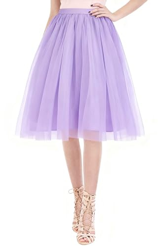 AUYAO Damen Tutu Klassisch Rock Ballett Tüllrock Petticoat Unterrock Rock Tütü Rock Tutu Röcke Tüll Dress mit Bogen 50er Ballet Elastisch Tanzrock Tanzkleid Ballkleid Kurz Kostüme Tanzen (Hellviolett)