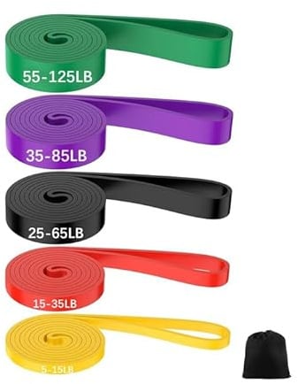 NEXROLA Fitnessbänder 5er-Set, Widerstandsbänder 15-125 lbs, Widerstandsbänder Enthält fünf für Heimtraining/Yoga/Krafttraining, tragbare Aufbewahrungstasche